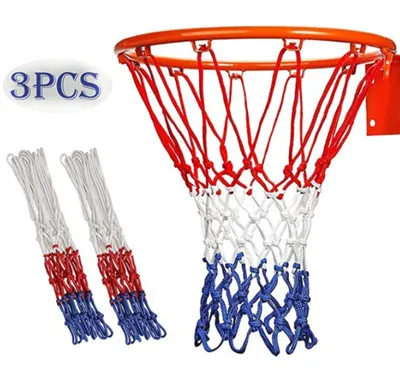 Produktbild von 3 Stück Profi Basketballnetz, Basketball Ersatz Netz, Dauerhaft und Alle Wetter Ballnetz Für Standard Größe BasketballKorb, Netz für Basketballkorb Outdoor