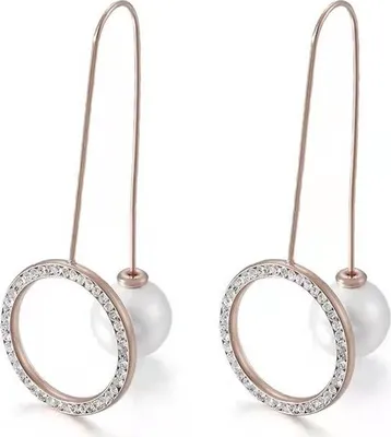 Zdjęcie produktu dla Kolczyki CO-15276 - Złoty/Różowy, Elegancka Biżuteria KP15276