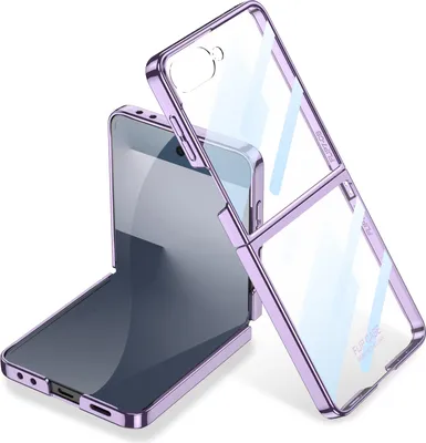 Produktbild von Hülle für Samsung Galaxy Z Flip 8 Eingebauter Displayschutz Schlank Überzug Transparent Schutzhülle Lila