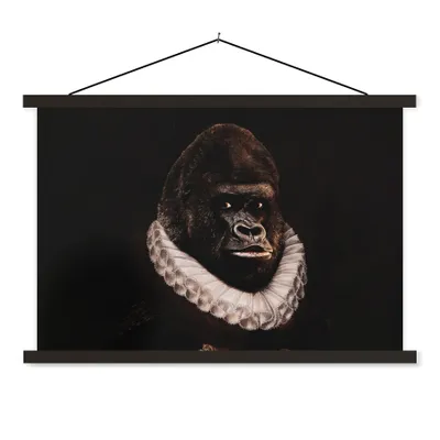 Produktbild von MuchoWow® Textilposter Gemälde - Gorilla - Alte Meister 60x40 cm mit schwarzem Rahmen - Hölzernes