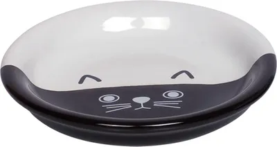 Produktbild von NOBBY Katzen Keramik Milchschale "FACE", schwarz/weiß, Ø 14 x 2 cm