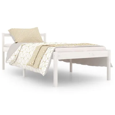 Produktbild von Seniorenbett Weiß 90x190 cm Massivholz Kiefer