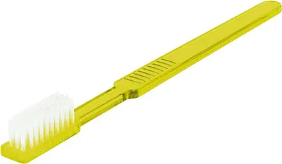 Produktbild von Einmalzahnbürsten - mit Zahnpasta - Kunststoff - gelb - 100 Zahnbürsten