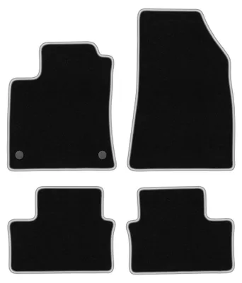 Productafbeelding van Velours automatten voor Renault Clio V vanaf 2019 (hatchback) – 4-delig, zwart/zilver, op maat – Wielganizator CARLUX