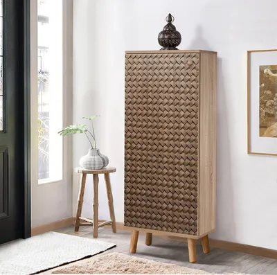 Zdjęcie produktu dla Skye Decor, Vegas - S 937, szafka na buty, Sonomo, 100 % PANELE PODUSZKOWE POWLEKANE MELAMINĄ, 50 x 38 x 135 cm
