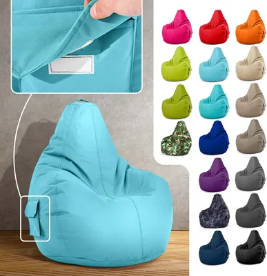 Produktbild von Green Bean® Sitzsack mit Rückenlehne "Cozy" 80x70x90cm - Gaming Chair mit 230L EPS Perlen Füllung - Türkis