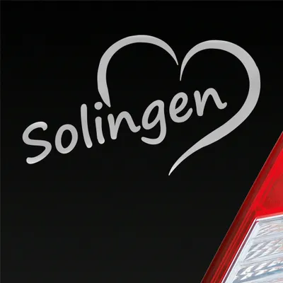 Produktbild von Auto Aufkleber Solingen Herz Stadt City Love Liebe Heimat 14x8 cm Silber Sticker Heckscheibenaufkleber