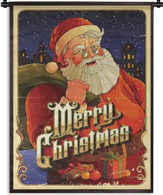 Produktbild von MuchoWow® Wandteppich Wandbehang Vintage-Weihnachtsmann - Weihnachten 90x120 cm Tapisserie Dekoration Wandtuch - Wanddeko