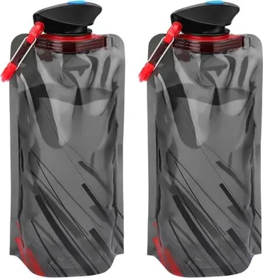 Produktbild von Zitronenstone-faltbare Wasserflasche, Pack 2, 700 ml, wiederverwendbares faltbares, bpa-freier Flaschenclip, Wandern, Abenteuer, Reisen, Schwarz