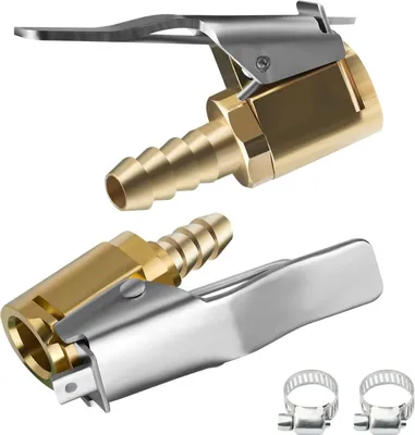 Produktbild von Autoventil Hebelstecker Air Chuck, 2 Stück 6mm Messing 1/4" NPT Reifenfüllnippel Ventilaufsatz Momentstecker Hebelstecker Reifen Ventil Luftpumpe Clip für alle Reifenventile mit Ventilgewinde