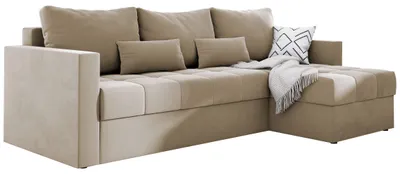 Produktbild von Moderne Ecksofa mit Schlaffunktion MIO 145x225 cm Eckcouch L-Form Schlaffsofa Couchgarnitur Polsterecke Bettsofa Sofa - Beige PA02