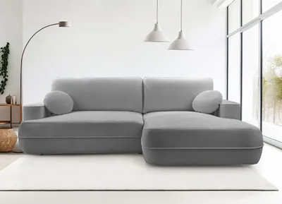 Produktbild von AX LIVING Hellgrau Ecksofa mit Schlaffunktion Peoni 267 cm modern R