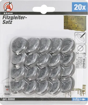 Obrázek produktu pro KRAFTMANN 80868 Plstěné kluzáky, připevněné, 20 ks.