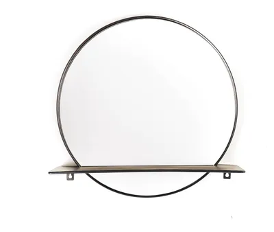 Produktbild von Spiegel – Rund – Metall – Mit Ablagefläche – Schwarz – Durchmesser 40 cm