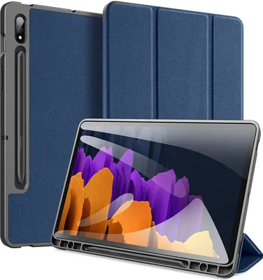 Obrázek produktu pro Dux Ducis pouzdro na knihy s pevnou skořepinou a funkcí Smart Sleep stand kompatibilní s tabletem SAMSUNG GALAXY TAB S7 11" pouzdro peněženka ochranný kryt modrý