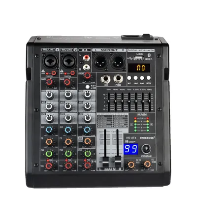 Zdjęcie produktu dla 4-kanałowy mikser audio, zasilanie phantom 48 V, łączność Bluetooth, wtyczka UE