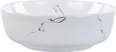 Obrázok produktu pre BELIANI Kúpeľňové umývadlo na dosku biele keramické mramorový efekt okrúhle 42 cm glamour štýl