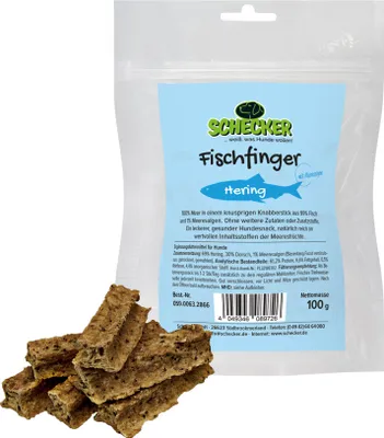 Produktbild von 100g -  Schecker Hundesnack - Fischfinger mit 99 % Fisch - Hering