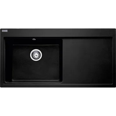 Produktbild von FRANKE Spüle MYTHOS MTG 611 in ONYX mit Becken links und Druckknopfventil / Ausschnittmaß 980 x 495 mm / Einbauspüle / Granitspüle