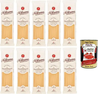 Produktbild von La Molisana Linguine N.6 – 10×500 g (5 kg) – 100% Hartweizengrieß, bleibt al dente, raue Oberfläche für perfekte Saucenhaftung, italienische Pasta für Fisch & Meeresfrüchte + Italian Gourmet polpa