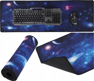 Produktbild von Maus- und Tastaturunterlage XXL, blau mit Weltkarte, Gummi + Polyester, 88x30 cm