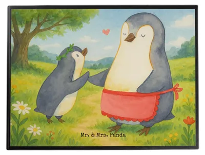 Produktbild von Mr. & Mrs. Panda Schreibunterlage Pinguin mit Kind Design - Weiß - Geschenk, Schreibtischauflage, Familie, schreibtischunterlage, schreibtischunterlagen, Muttertag, Mama