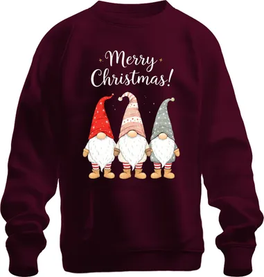 Zdjęcie produktu dla Wesołych Świąt! Christmas Gnome Gnome cute Christmas Uni Sweatshirt Pullover, Burgundy, XXL
