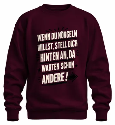 Imagen del producto de Si quieres quejarte, ponte esta sudadera con estampado "Statement" y un toque sarcástico. Color burdeos, talla XL