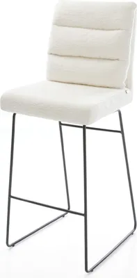 Immagine prodotto di Sgabello da bar DELIFE Pela-Flex Bouclé Soft Beige con base a slitta in metallo nero