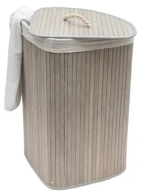 Image de Autronic bambusový rohový s víkem šedý (DB2002 GREY)