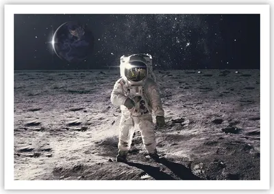 Produktbild von Poster - Poster ohne Rahmen - Mond Erde Astronaut - 100x70 cm - Wand Bild - Wanddeko - Wandbilder - Kunstposter - Wandposter - Bilder - Kunstdruck - Wanddekoration - Wandbild - P2XAA100x70-4882