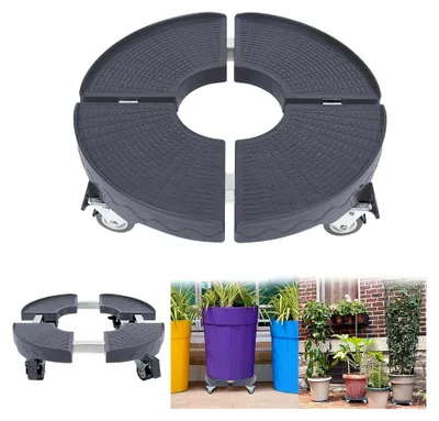 Produktbild von Grau Pflanzenroller Blumenroller Einstellbar Ø 39-52 cm bis 300 kg Untersetzer für Pflanzentöpfe im Innen- und Außenbereich