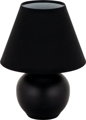 Produktbild von Tischlampe Keramik Stoff E14 24 cm Schwarz rund Modern Keramiklampe