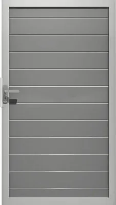 Produktbild von Einzeltor GroJa Lumino vormontiert ohne Pfosten Rahmen silber 100 x 180 cm silbergrau