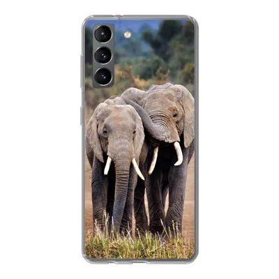 Produktbild von MuchoWow® Handyhülle Schutzhülle Hülle für Samsung Galaxy S21 Elefant - Tiere - Bäume - Natur Silikon Softcase Handy Hülle - Softcase