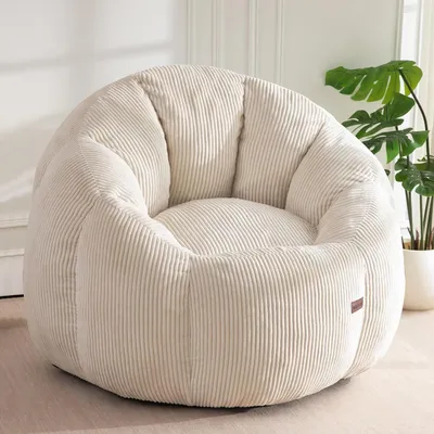 Image de Coussin de sol pour adultes, forme citrouille, canapé-lit en velours côtelé