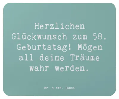 Produktbild von Mr. & Mrs. Panda Mauspad Spruch 58. Geburtstag - Meeresbrise - Geschenk, Happy Birthday, Alter, mausteppich, Geburtstagsfeier, Weisheit, liebevolle Andenken, Mouse Pad