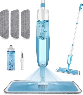 Produktbild von Famanu Spraymopp mit Sprühfunktion - 3 waschbare Mikrofasertücher, 410 ml Wassertank