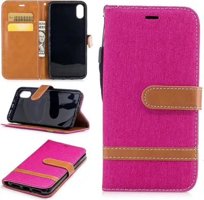 Produktbild von Tasche für Apple iPhone X Jeans Cover Handy Schutz Hülle Case Pink