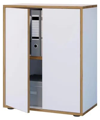 Produktbild von Büroschrank aus Holz für Ordner mit zwei Drehtüren, Breite 60 cm