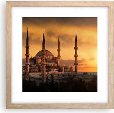 Produktbild von Gerahmtes Poster - Rahmen in heller Eiche - Sonnenuntergang istanbul türkei reise - 30x30 cm - Wand Bild - Wanddeko - Wandbilder - Wandposter - Bilderrahmen - Bilder - Kunstdruck - P2NAC30x30-2846