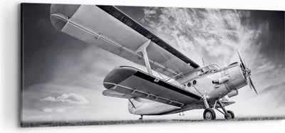 Produktbild von Bild auf Leinwand - Leinwandbild - Einteilig - Flugzeug An-2 Schwarzweiß - 120x50cm - Wand Bild - Wanddeko - Wandbilder - Leinwanddruck - Bilder - Wanddekoration - Leinwand bilder - AB120x50-4363
