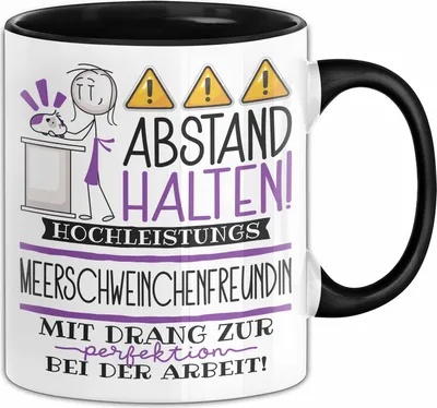 Produktbild von Meerschweinchenfreundin Tasse Geschenk Lustig Abstand Halten Hochleistungs-Meerschweinchenfreundin Mit Drang Zur Perfektion Bei Der Arbeit (Schwarz)
