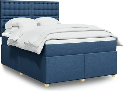 Produktbild von vidaXL Boxspringbett mit Matratze Blau 160x200 cm Stoff