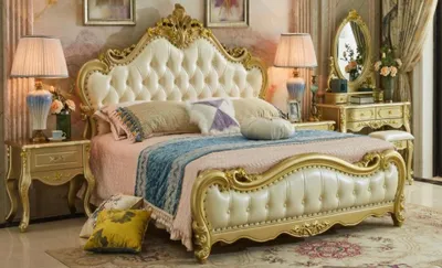 Image de Ensemble de meubles de chambre à coucher avec lit confort Lit Table de maquillage