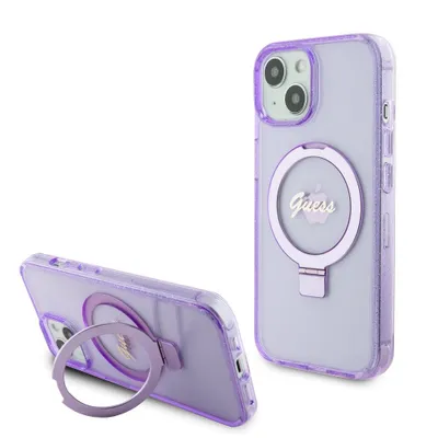 Immagine prodotto di Guess Guhmp15Mhrsgsu Iphone 15 Plus / 14 Plus 6.7 Fioletowy/Purple Custodia rigida ad anello Stand Script Glitter Magsafe