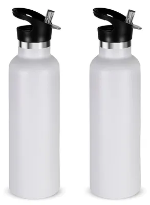 Productafbeelding van Set van 2 RVS Geïsoleerde Waterflessen met Rietje