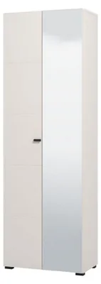 Produktbild von Dmora Kleiderschrank 2 Türen Azzano 64x194h cm Weiß, Kleiderständer 3 Regale