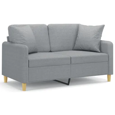 Image de Canapé 2 places avec oreillers gris clair 120 cm tissu