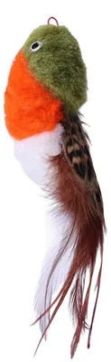 Produktbild von Katzenspielzeug Federspielzeug imitiert Vogel handgefertigt grün